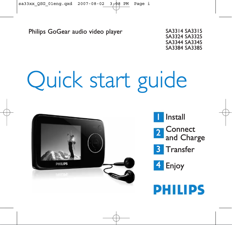 Page n°1 - Guide de démarrage rapide Philips GoGear SA3315