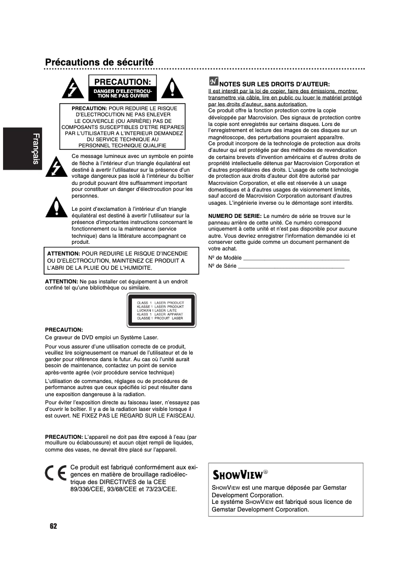 Page 1 de la notice Manuel utilisateur Philips DVDR3320V
