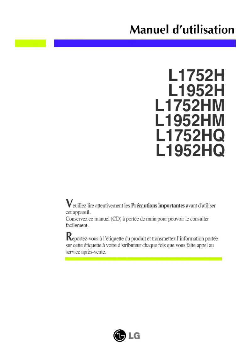 Page n°1 - Manuel utilisateur LG L1752H