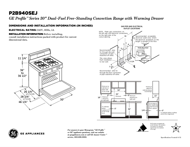 Image de la première page du manuel de l'appareil Profile P2B940SEJSS