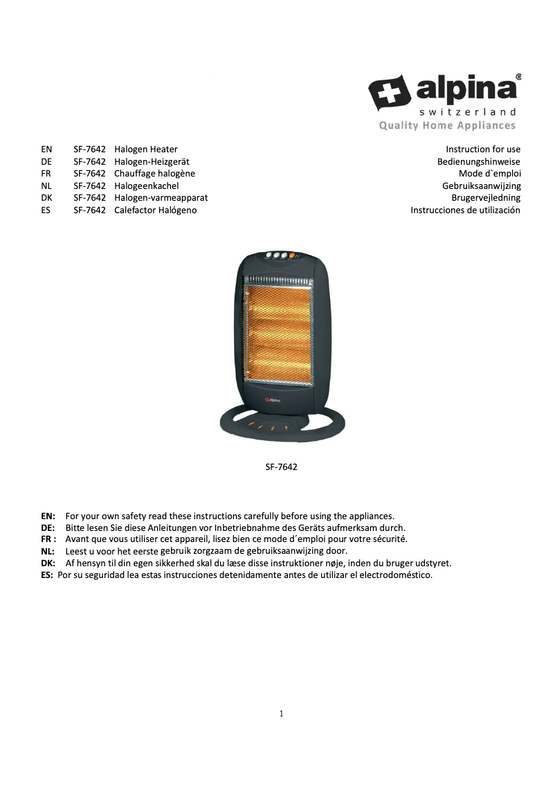 Página 1 del manual Manual de usuario Alpina SF-7642