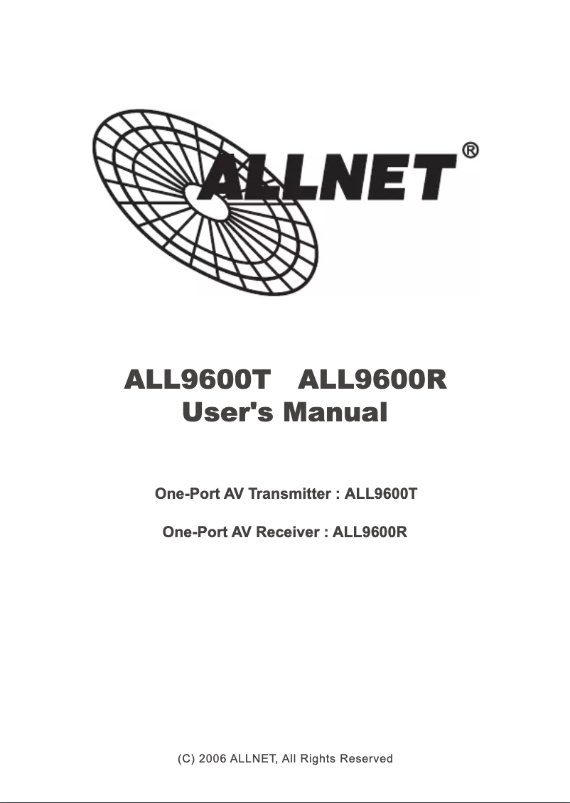 Image de la première page du manuel de l'appareil ALL9600