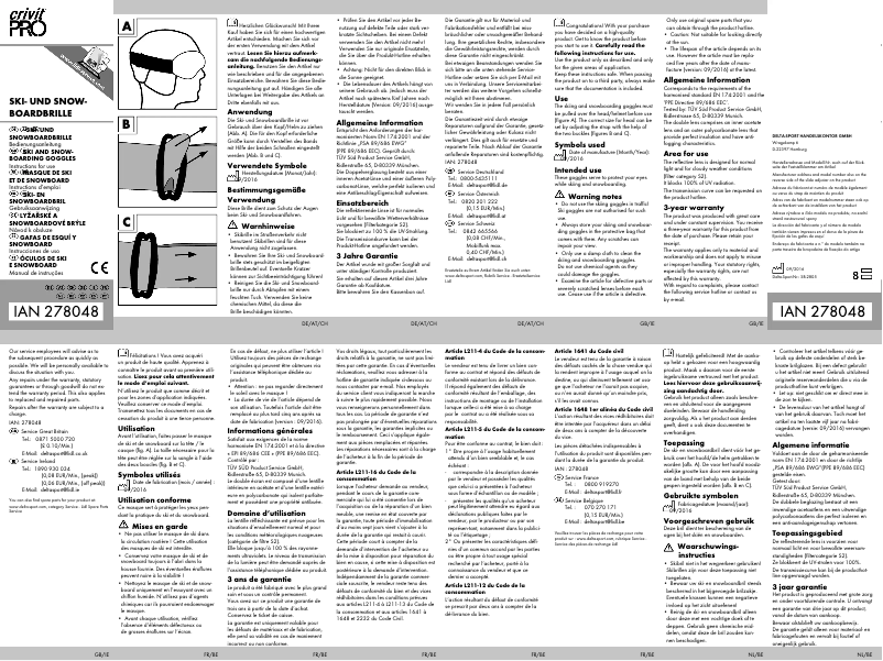 Page 1 de la notice Manuel utilisateur Crivit IAN 278048