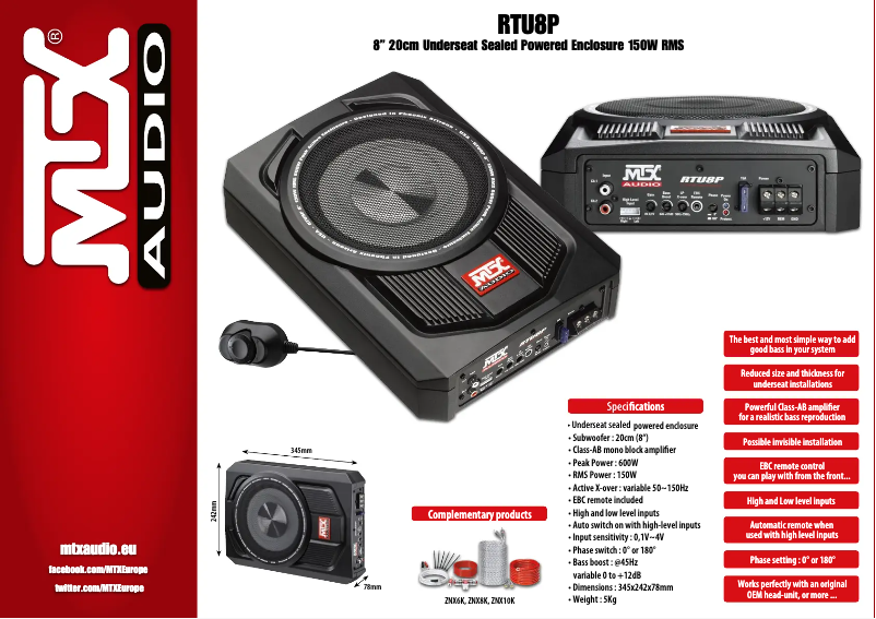 Page n°1 - Fiche technique MTX Audio RTU8P