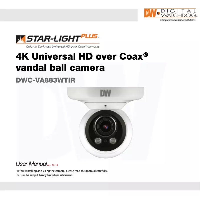 Image de la première page du manuel de l'appareil Star-Light Plus DWC-VA883WTIR