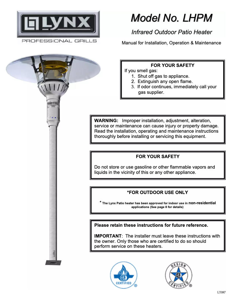 Page n°1 - Manuel utilisateur Lynx Professional LHPM-BC