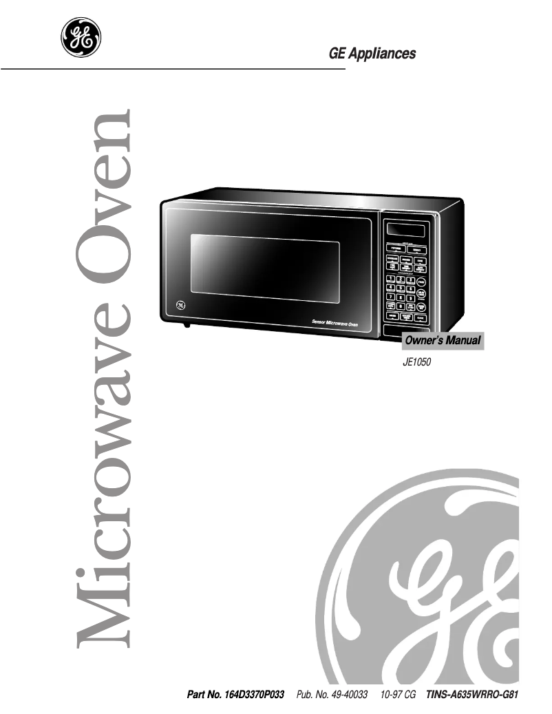 Page n°1 - Manuel d'utilisation et d'entretien GE JE1050GA
