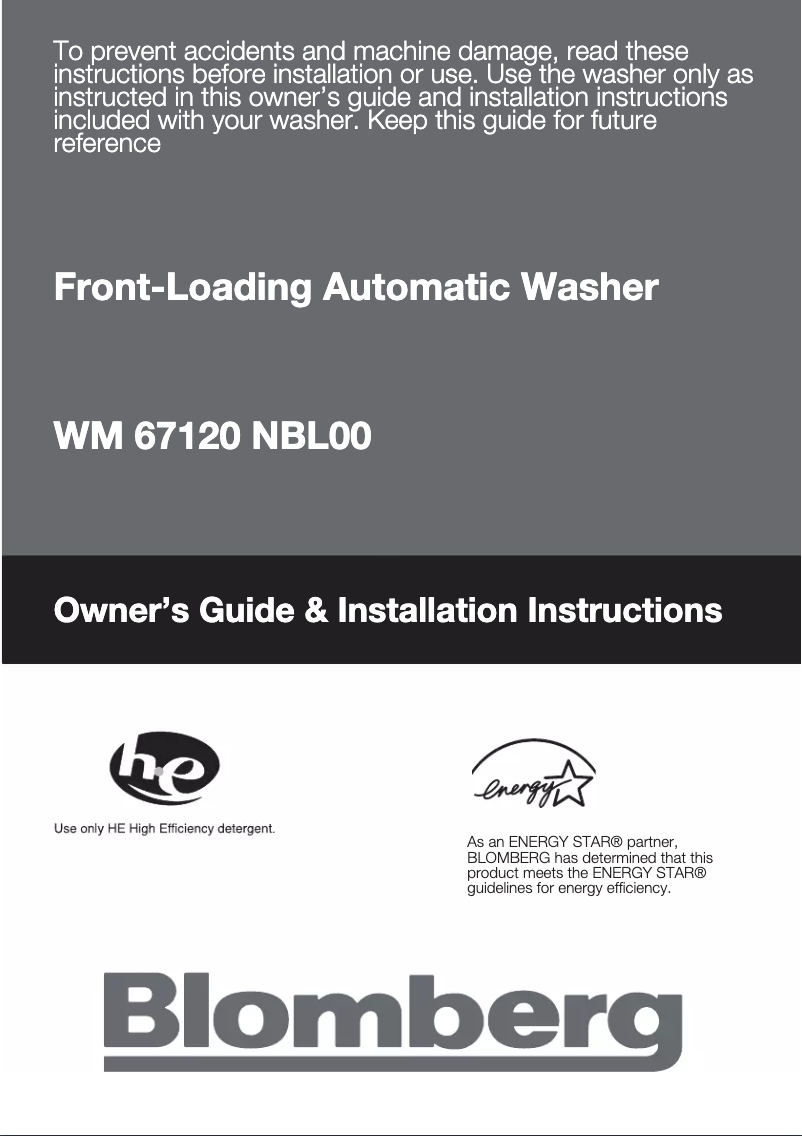 Page 1 de la notice Manuel utilisateur Blomberg WM 67120 NBL00