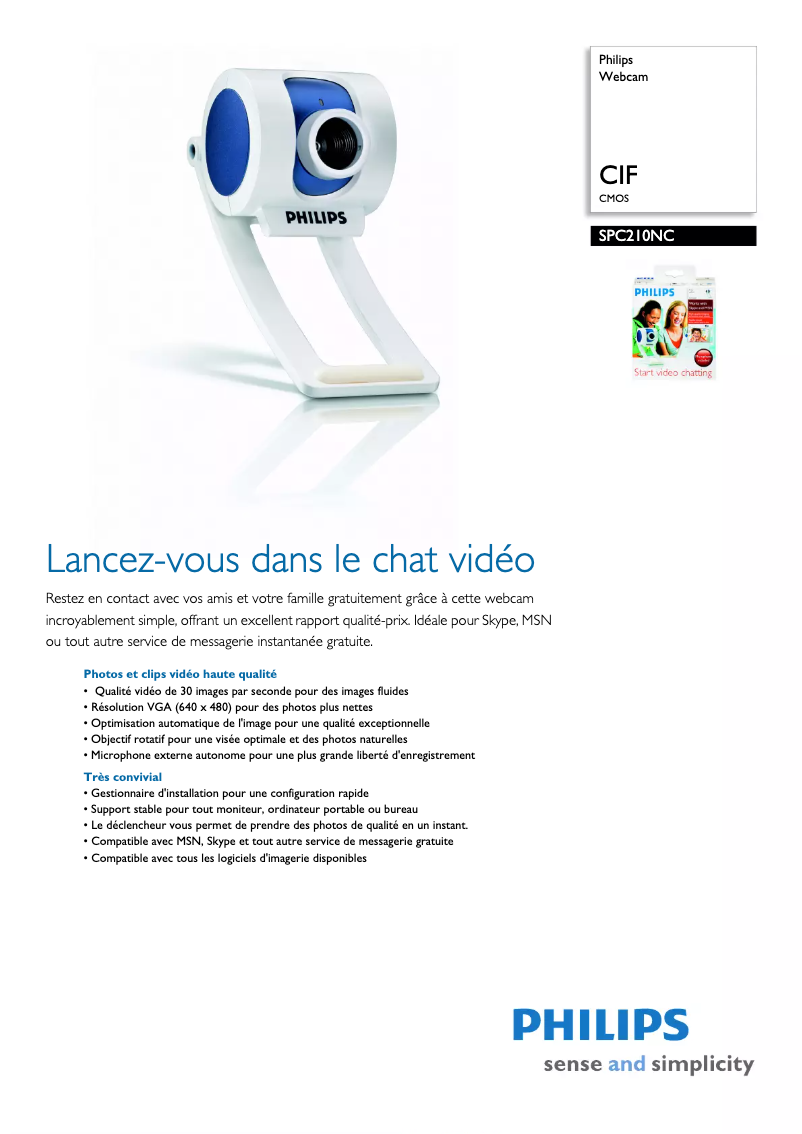 Página 1 del manual Ficha técnica Philips SPC210NC