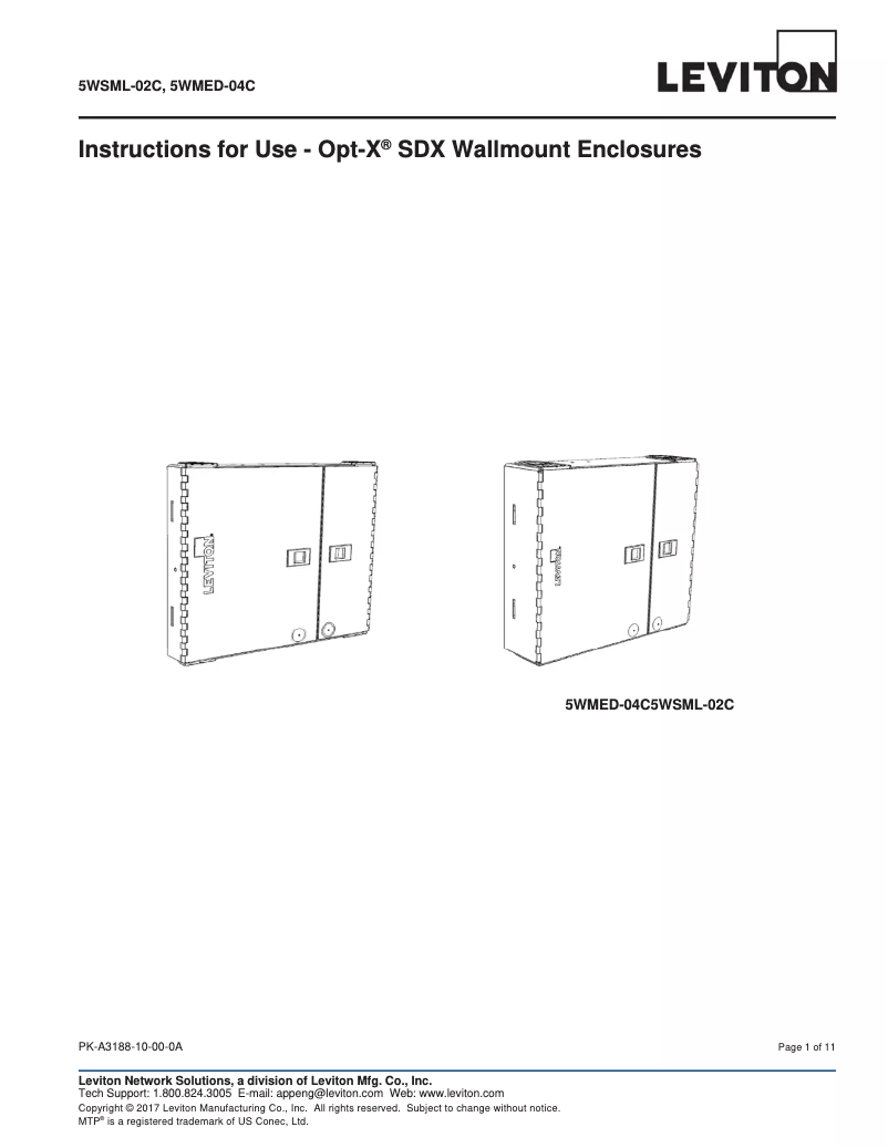 Página 1 del manual Manual de usuario Leviton 5WSML-02C