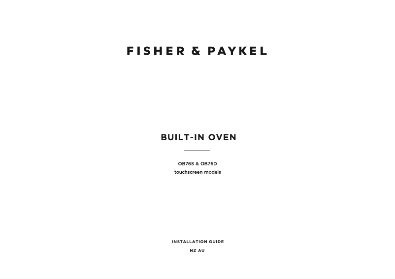 Page n°1 - Guide d'installation Fisher & Paykel OB76SDPTDX1