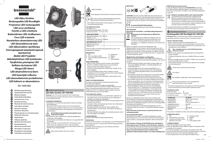 Image de la première page du manuel de l'appareil SH 1000 MA