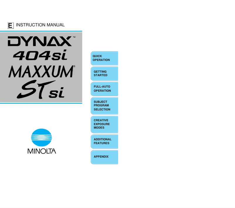 Image de la première page du manuel de l'appareil Dynax 404Si