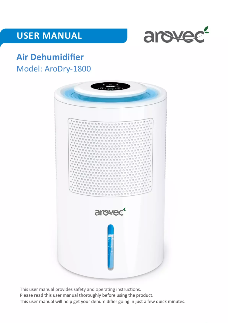 Page n°1 - Manuel utilisateur Arovec AroDry-1800