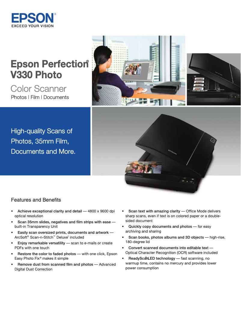 Page 1 de la notice Brochure Epson Perfection V330 Photo