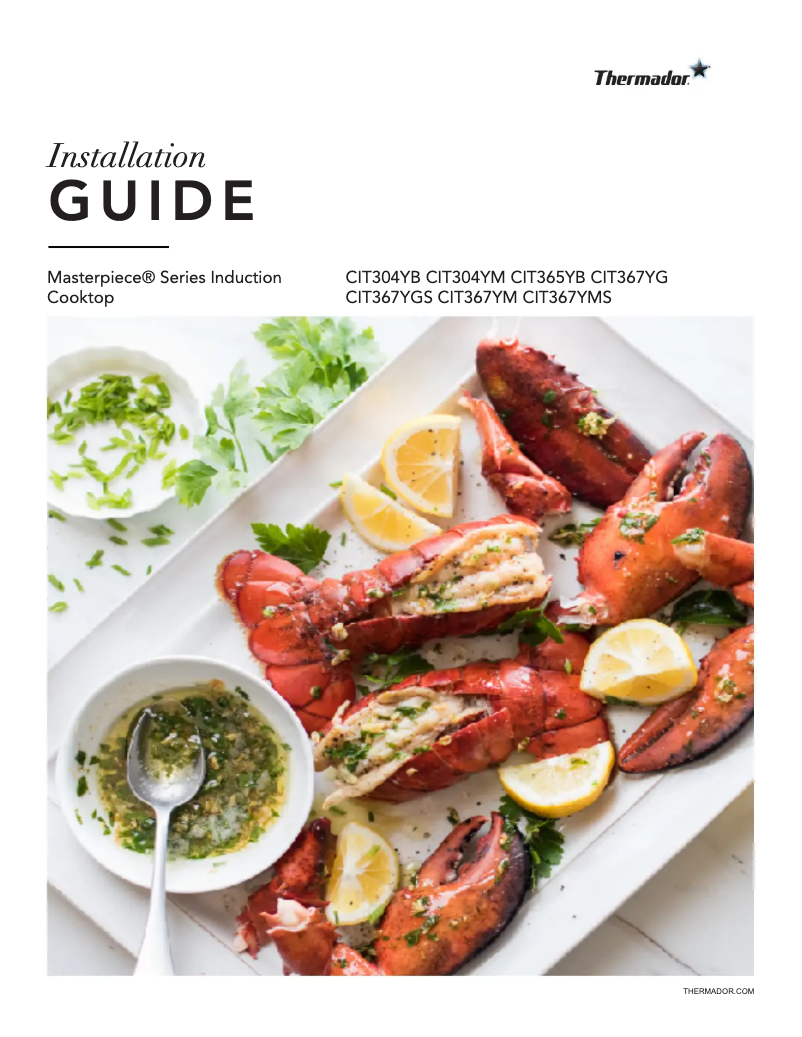 Page 1 de la notice Guide d'installation Thermador CIT304YB
