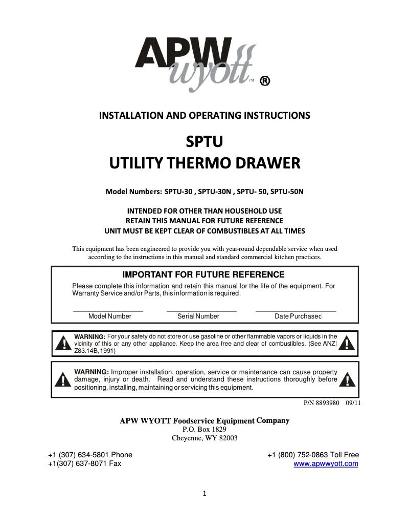 Image de la première page du manuel de l'appareil SPTU-50