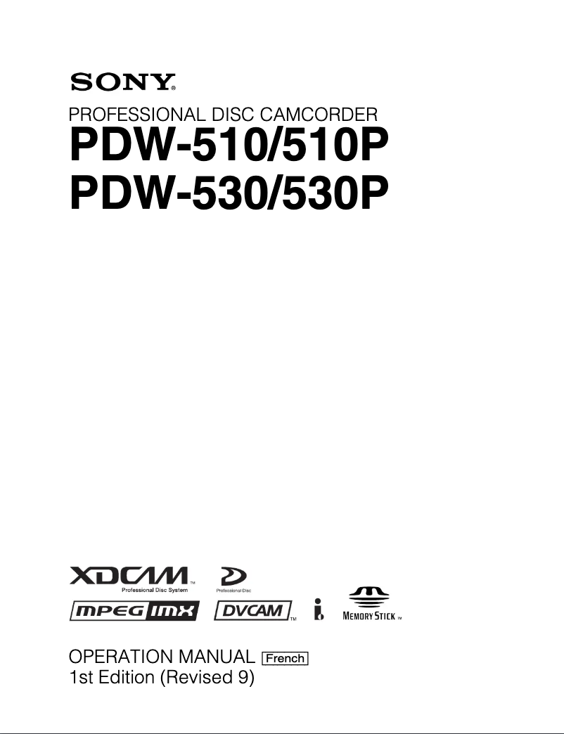 Page n°1 - Manuel utilisateur Sony PDW-510P