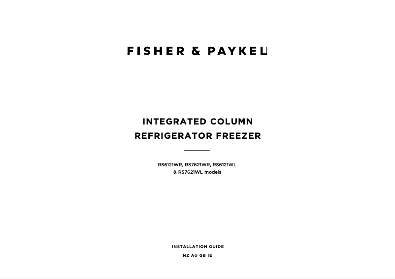 Page n°1 - Manuel utilisateur Fisher & Paykel RS7621W