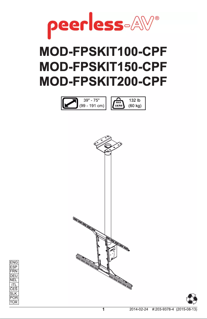 Page n°1 - Manuel utilisateur Peerless-AV MOD-FPSKIT100-CPF