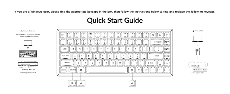 Page 1 de la notice Guide de démarrage rapide Keychron K2 Pro
