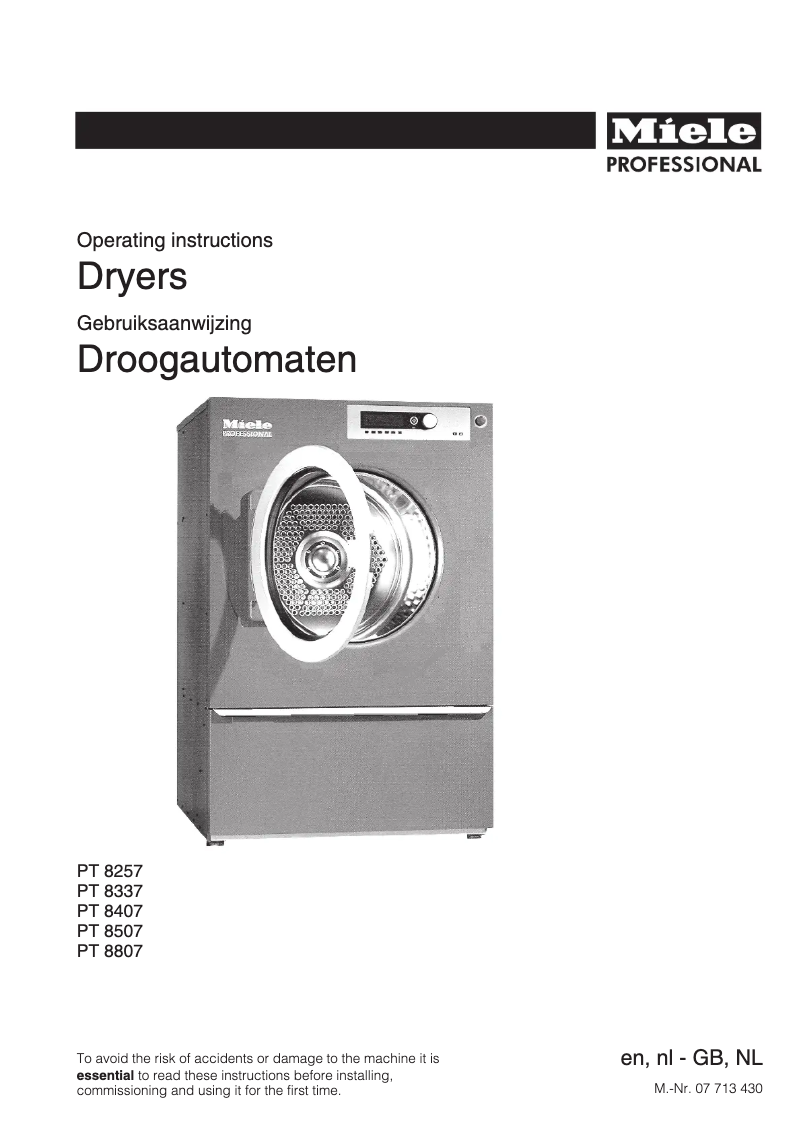 Image de la première page du manuel de l'appareil PT 8507