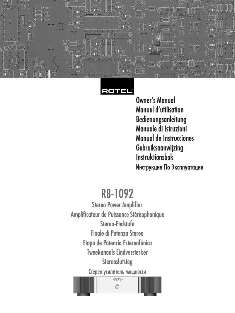 Page n°1 - Manuel utilisateur Rotel RB-1092