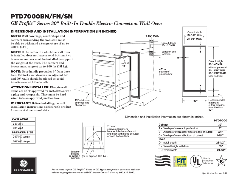 Image de la première page du manuel de l'appareil Profile PTD7000BNTS