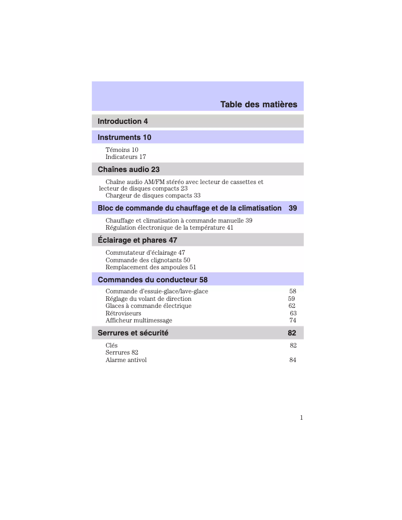 Página 1 del manual Manual de usuario Mercury Grand Marquis (2003)