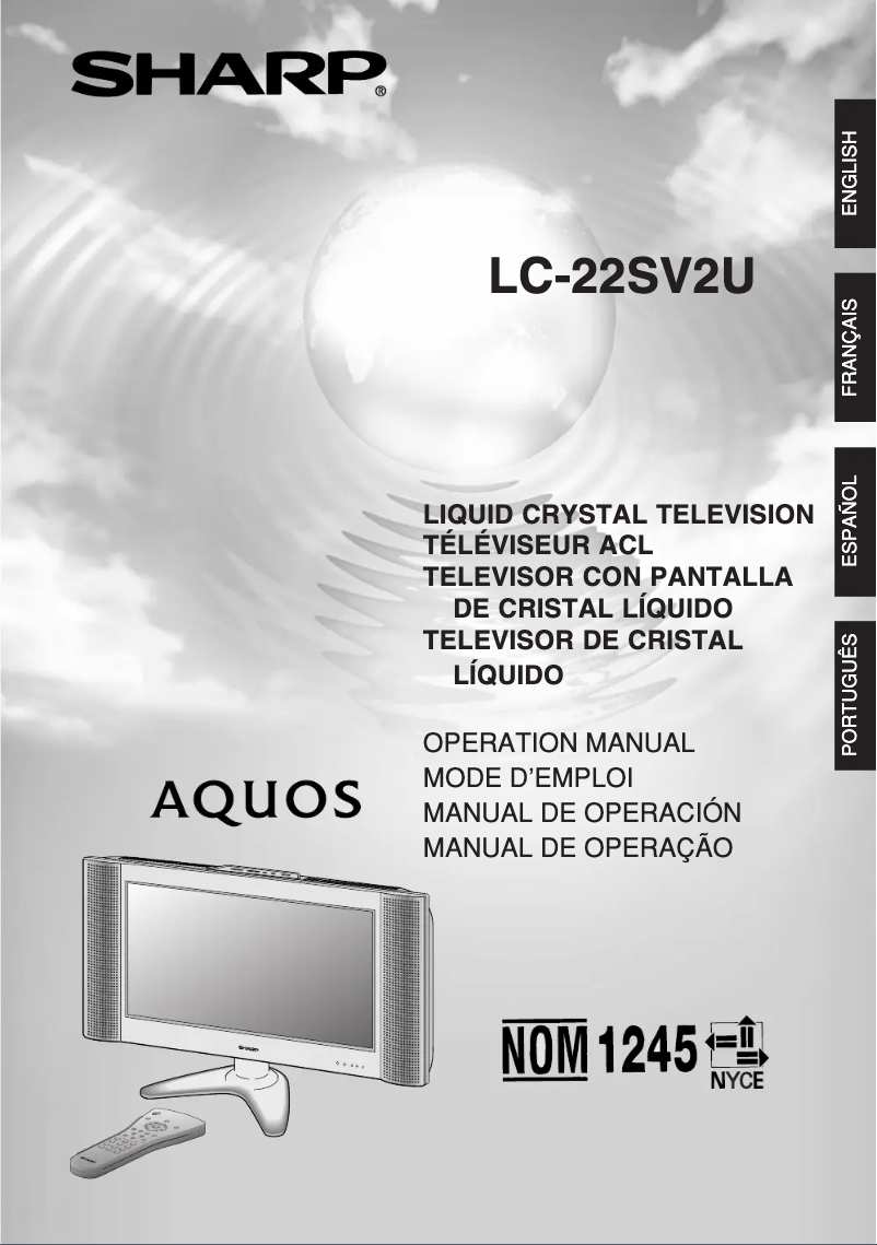 Page n°1 - Manuel utilisateur Sharp LC-22SV2U