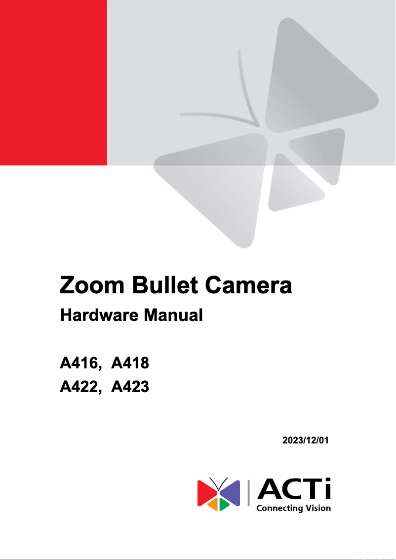 Page 1 de la notice Manuel utilisateur ACTi A418