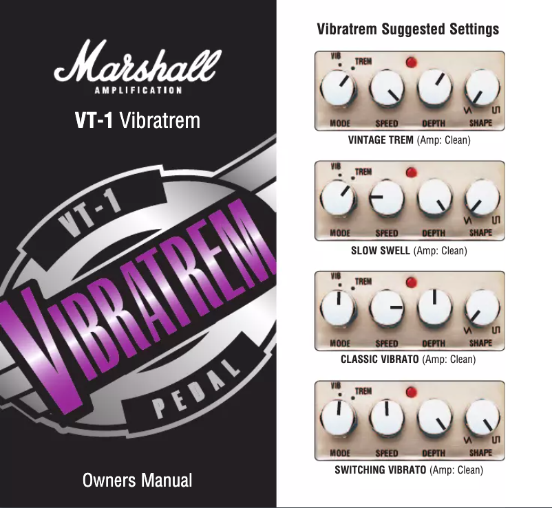 Page n°1 - Manuel utilisateur Marshall VT-1 Vibratetrem