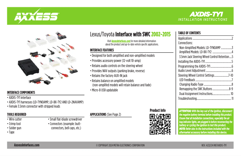 Page 1 de la notice Manuel utilisateur AXESS AXDIS-TY1