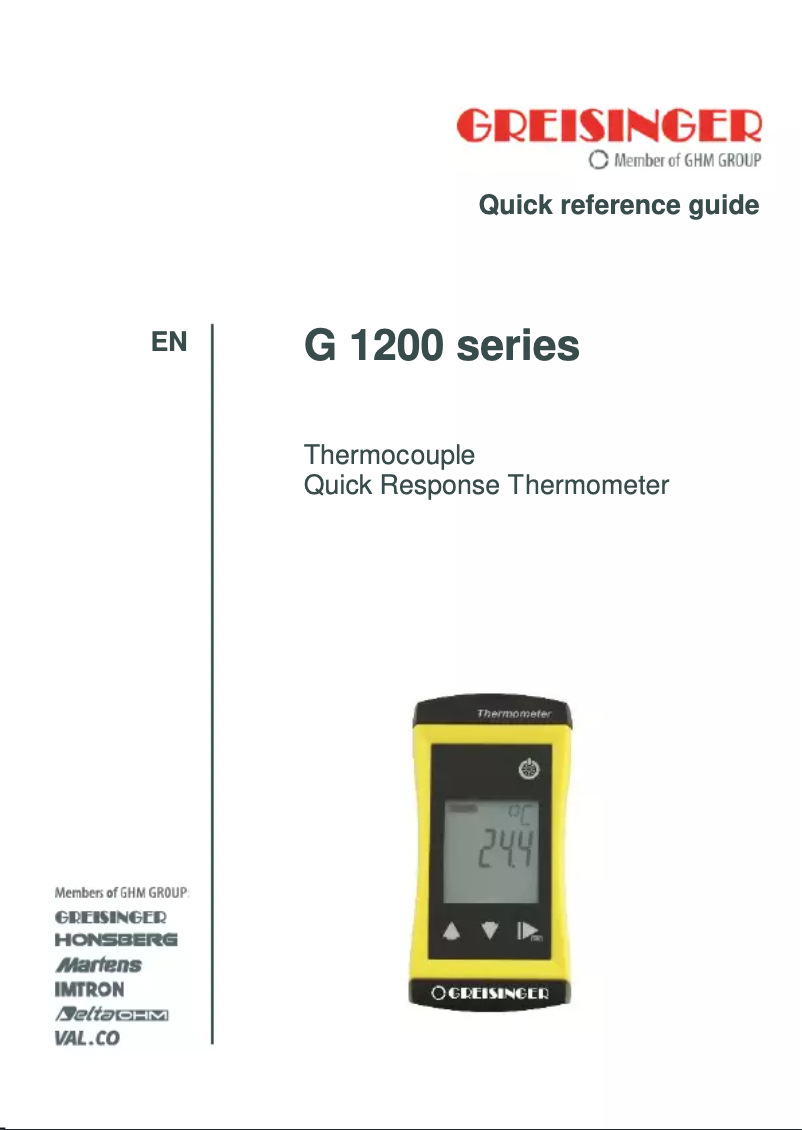 Page 1 de la notice Manuel utilisateur Greisinger G 1200