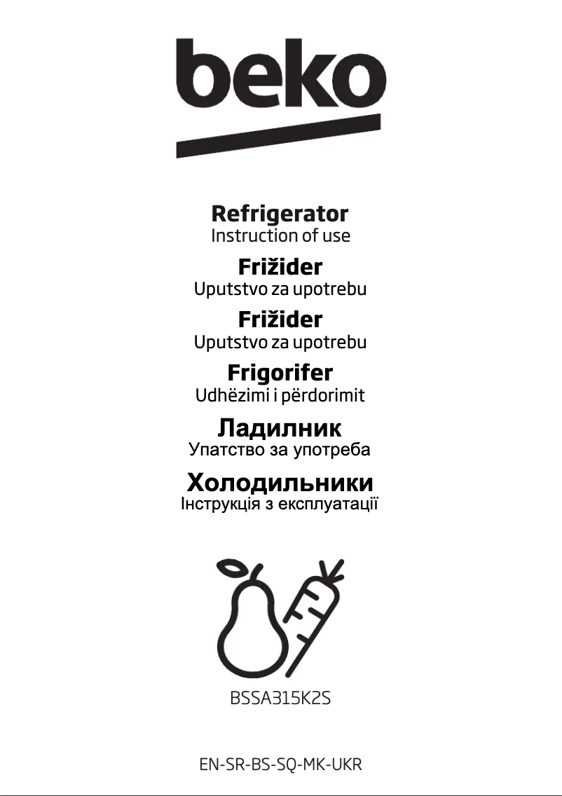 Page 1 de la notice Manuel utilisateur Beko BSSA315K2S