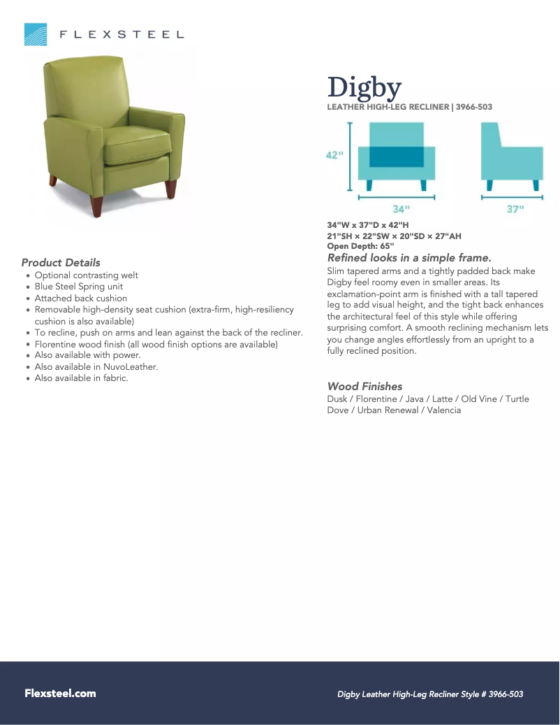 Page 1 de la notice Manuel utilisateur Flexsteel Digby 3966-503