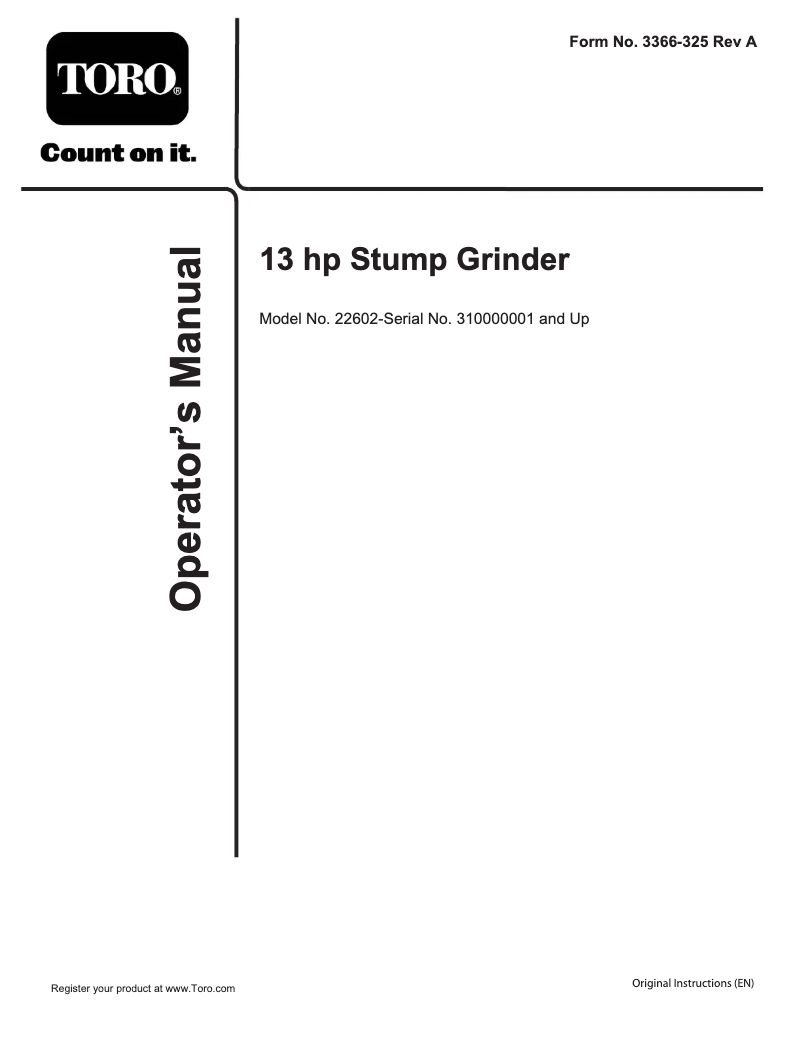 Página 1 del manual Manual de usuario Toro 22602