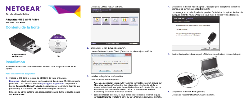 Page n°1 - Guide d'installation Netgear A6100