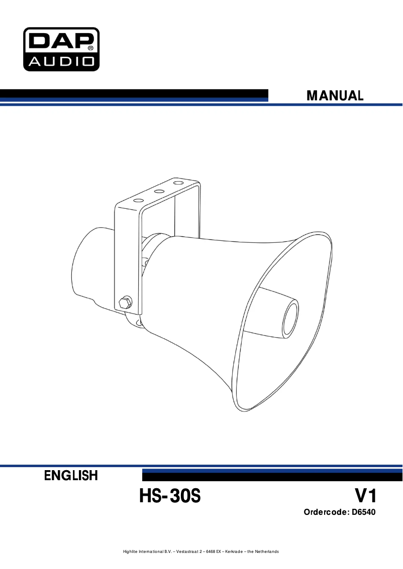 Page n°1 - Manuel utilisateur DAP-Audio HS-30S