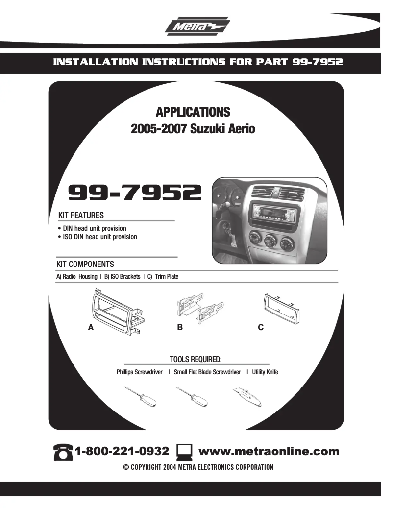 Page n°1 - Manuel utilisateur Metra 99-7952