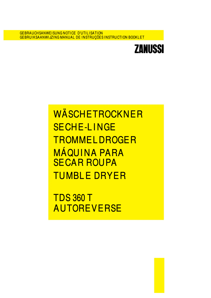 Page n°1 - Manuel utilisateur Zanussi TDS360T
