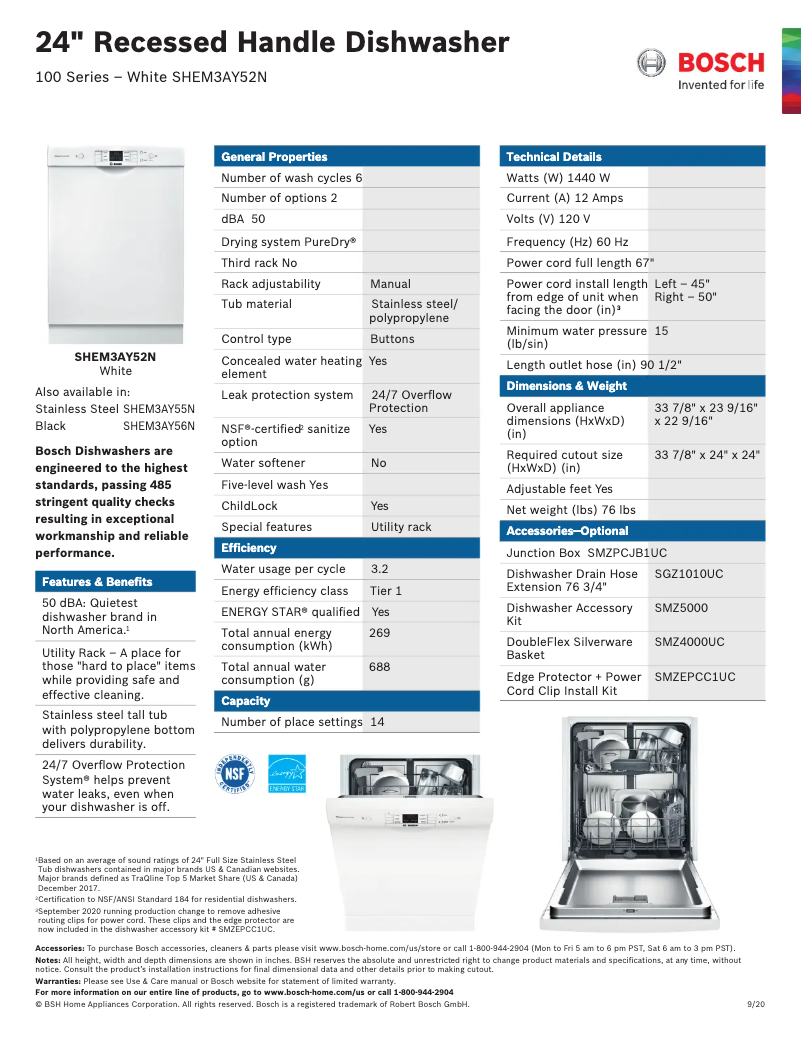 Image de la première page du manuel de l'appareil SHEM3AY52N