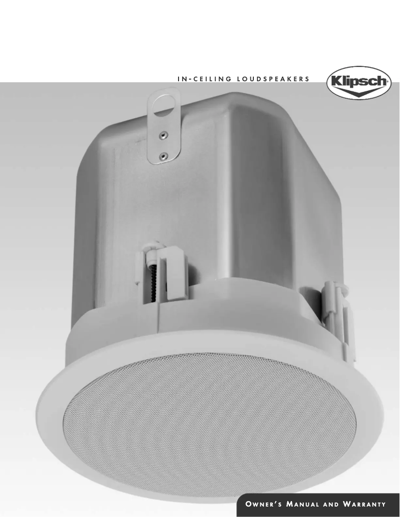 Page 1 de la notice Manuel utilisateur Klipsch In-Ceiling IC-6T