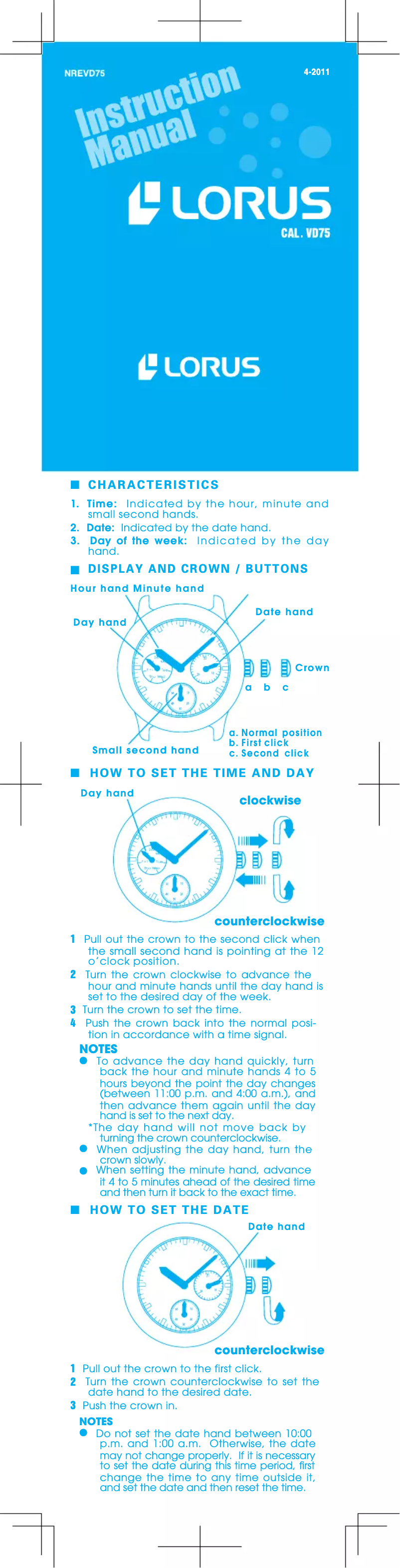 Página 1 del manual Manual de usuario Lorus VD75