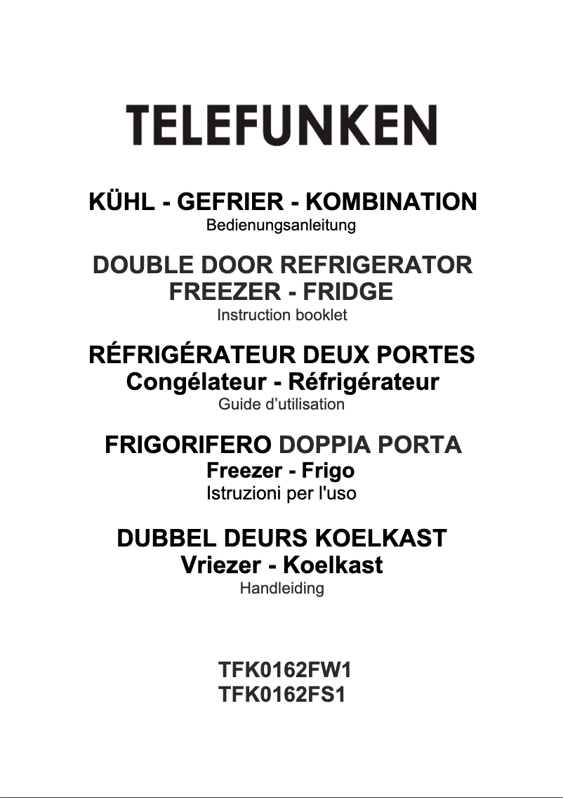 Page 1 de la notice Manuel utilisateur Telefunken TFK0162FW1