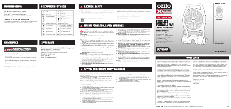 Page 1 de la notice Manuel utilisateur Ozito PXPFS-850U