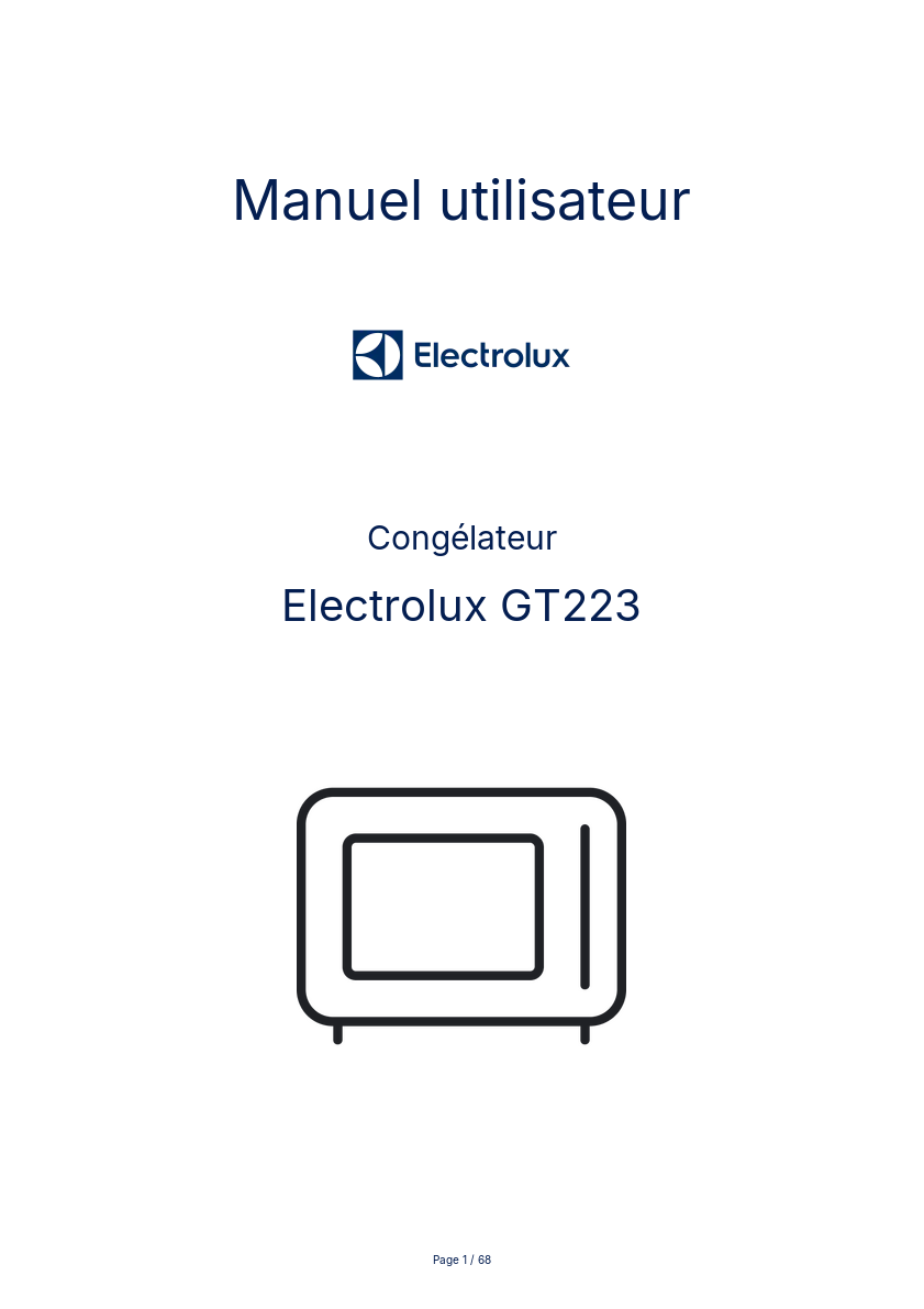 Page n°1 - Manuel utilisateur Electrolux GT223