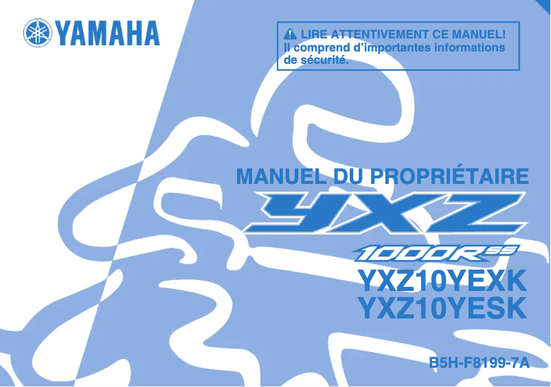 Image de la première page du manuel de l'appareil YXZ1000R (2019)