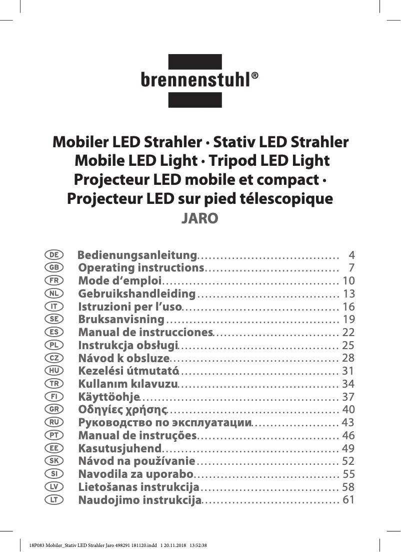Page 1 de la notice Manuel utilisateur Brennenstuhl JARO 7000 M