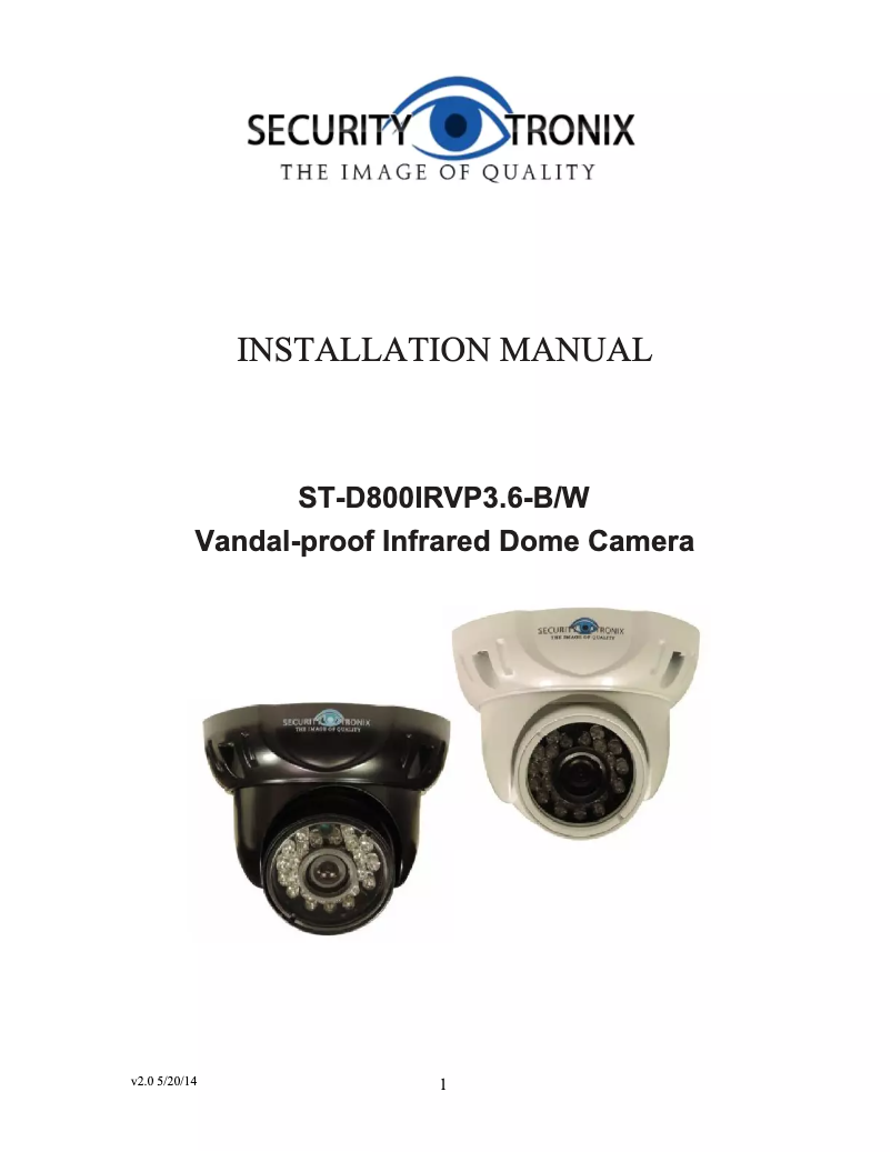 Page 1 of the manual User Manual Security Tronix ST-D800IRVP3.6-W